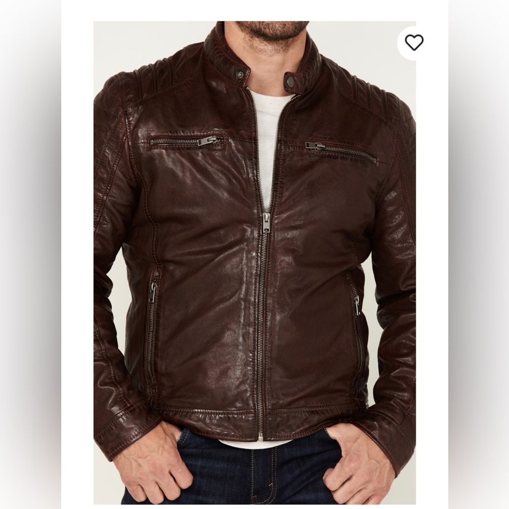 Men’s burgundy leather jacket